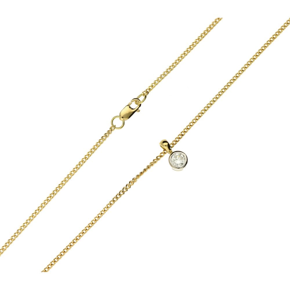 Ladies 18ct Yellow Gold Diamond Pendant & Necklace - 0.26ct