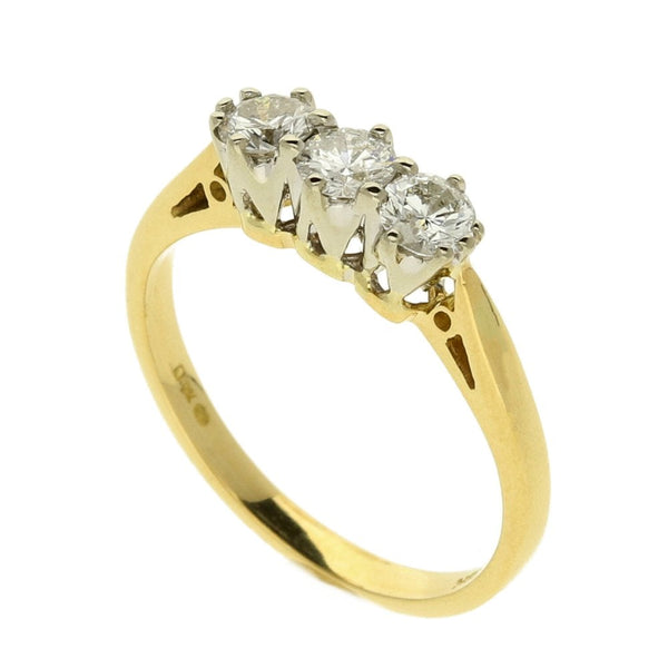 Ladies 18ct Yellow Gold Diamond Trilogy Ring - 0.50ct