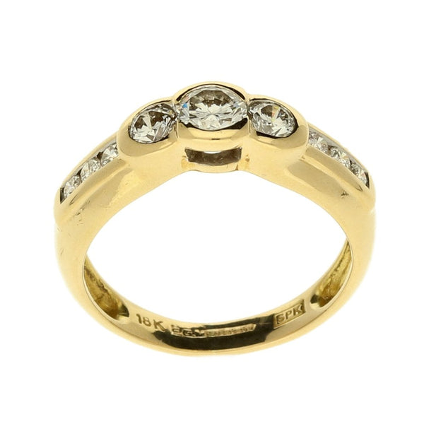 Ladies 18ct Yellow Gold Diamond Band Ring - Size K½ - 0.72ct