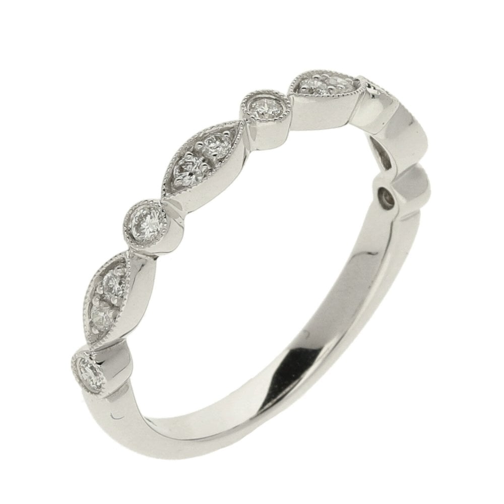 Ladies 18ct White Gold Diamond Stacker Ring - 0.23ct