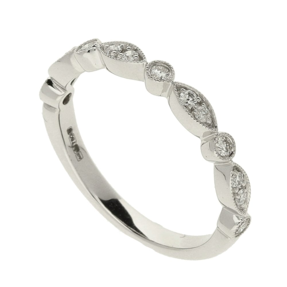 Ladies 18ct White Gold Diamond Stacker Ring - 0.23ct