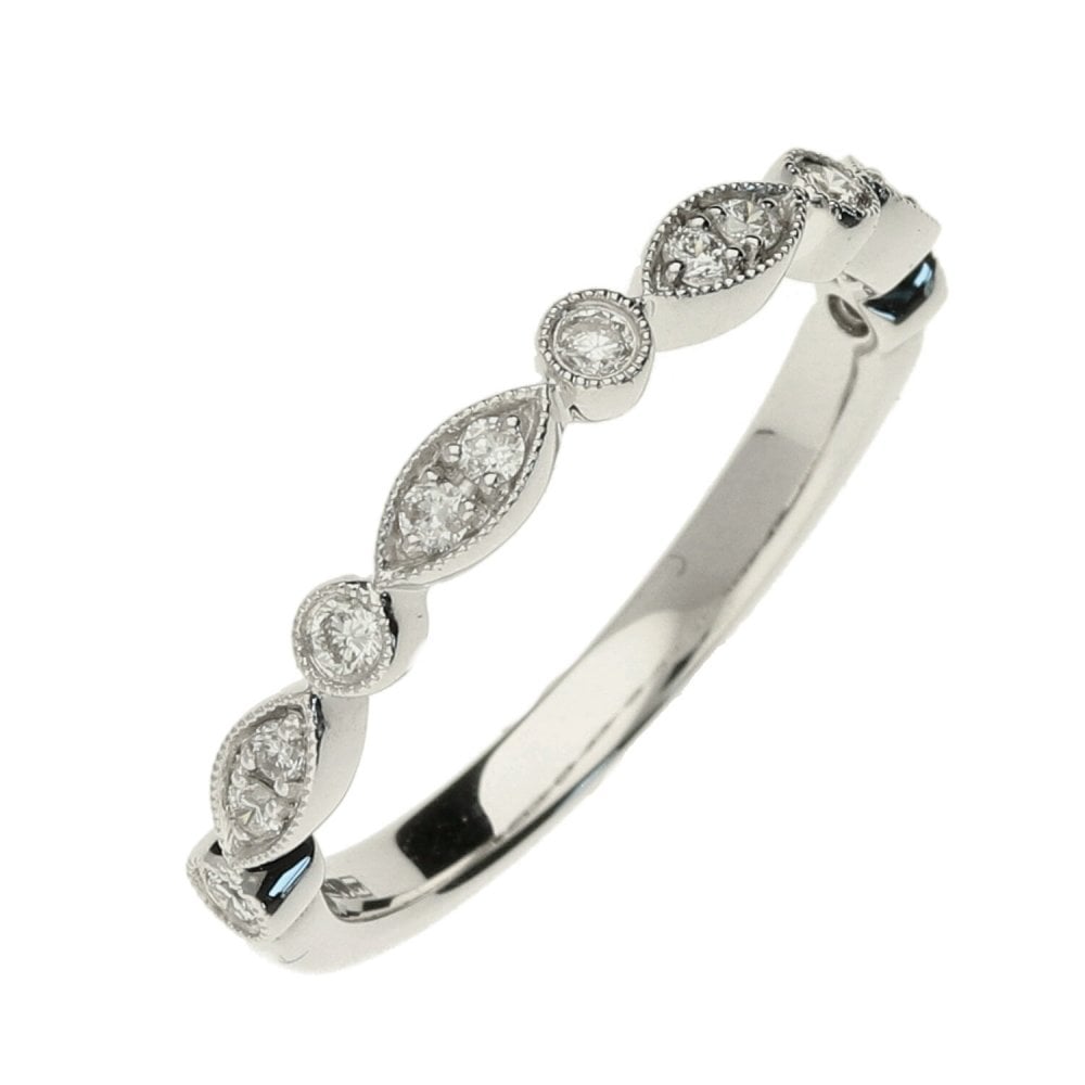 Ladies 18ct White Gold Diamond Stacker Ring - 0.23ct