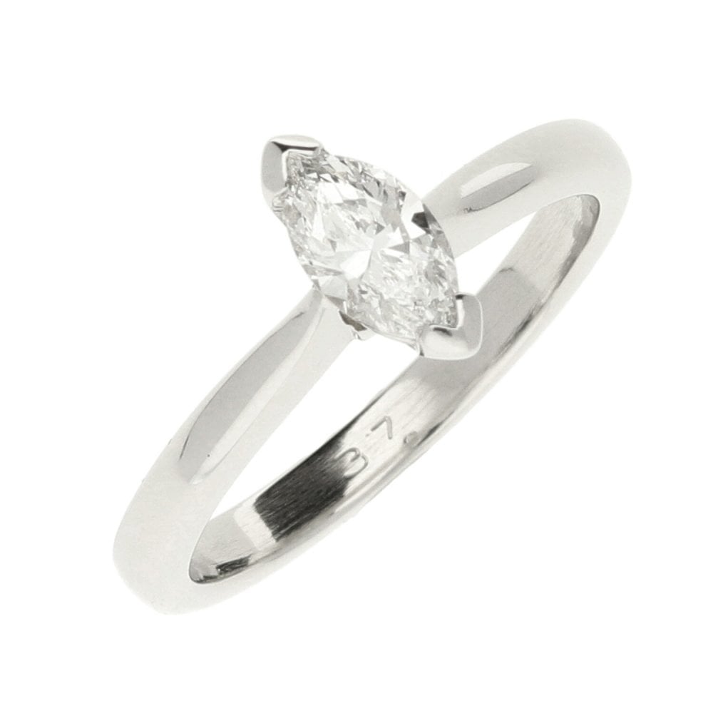 Ladies Platinum Marquise Diamond Solitaire Ring - 0.37ct