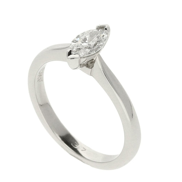 Ladies Platinum Marquise Diamond Solitaire Ring - 0.37ct