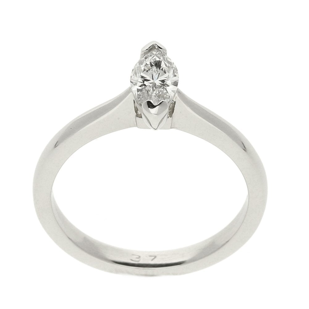 Ladies Platinum Marquise Diamond Solitaire Ring - 0.37ct
