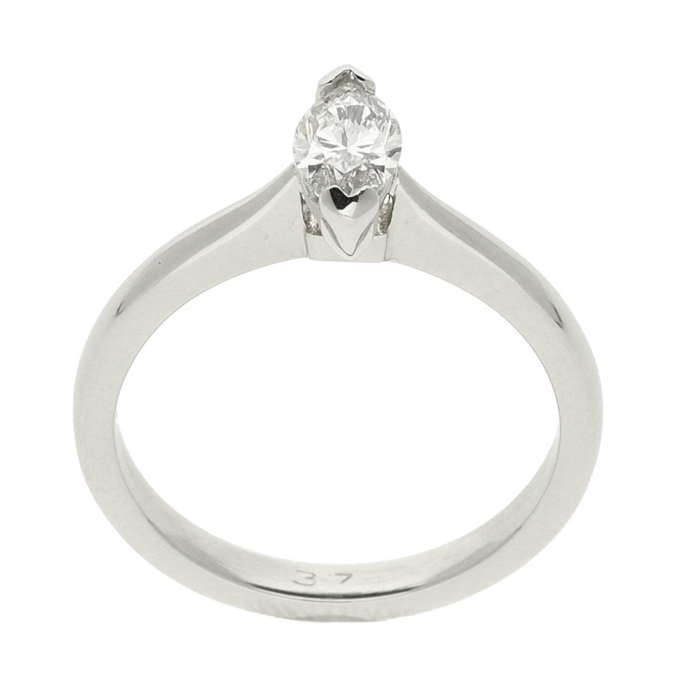 Ladies Platinum Marquise Diamond Solitaire Ring - 0.37ct