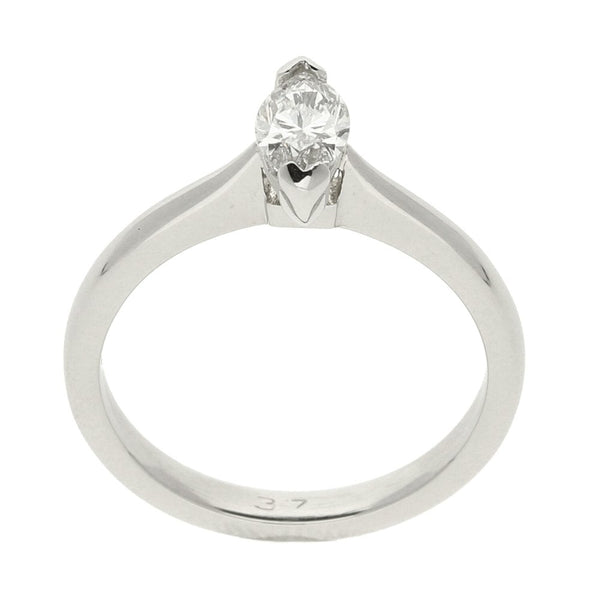 Ladies Platinum Marquise Diamond Solitaire Ring - 0.37ct