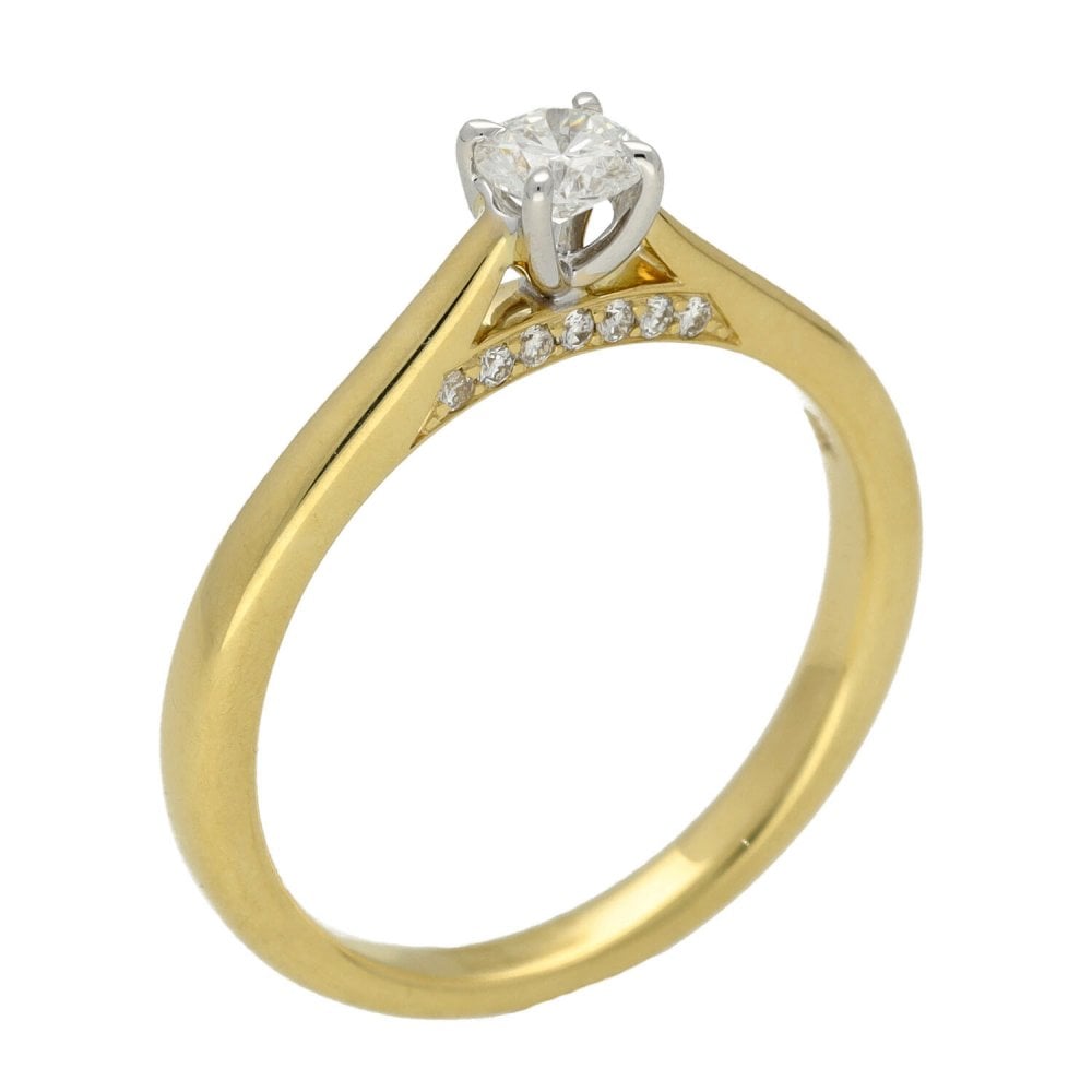 Ladies GIA Certified 18ct Yellow Gold Diamond Engagement Ring