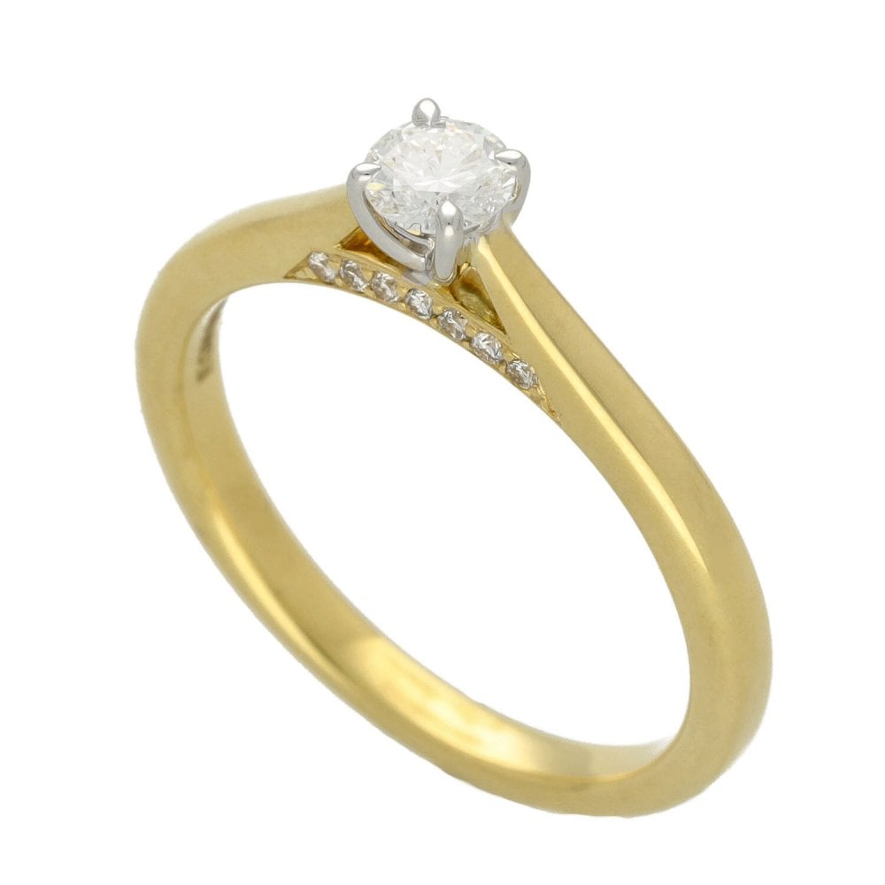 Ladies GIA Certified 18ct Yellow Gold Diamond Engagement Ring