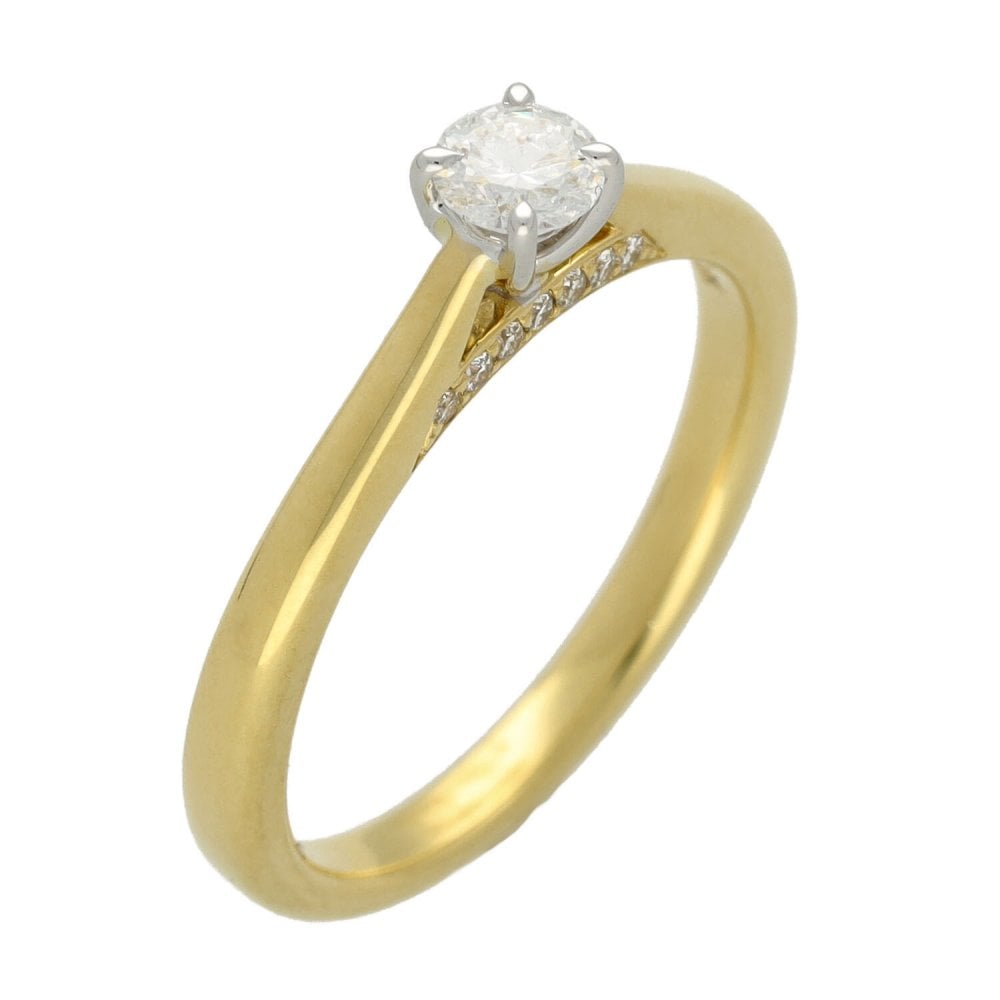 Ladies GIA Certified 18ct Yellow Gold Diamond Engagement Ring