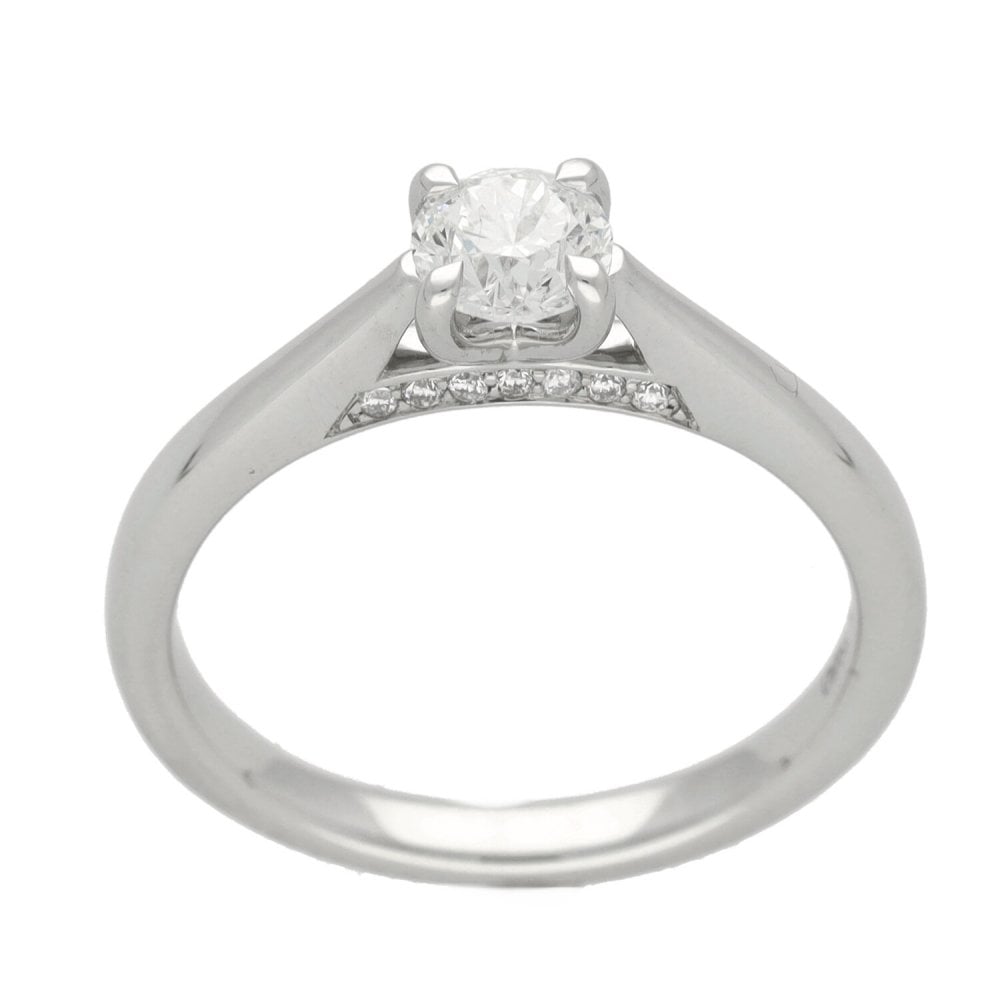 Ladies GIA Certified Platinum Diamond Solitaire Ring - 0.58ct