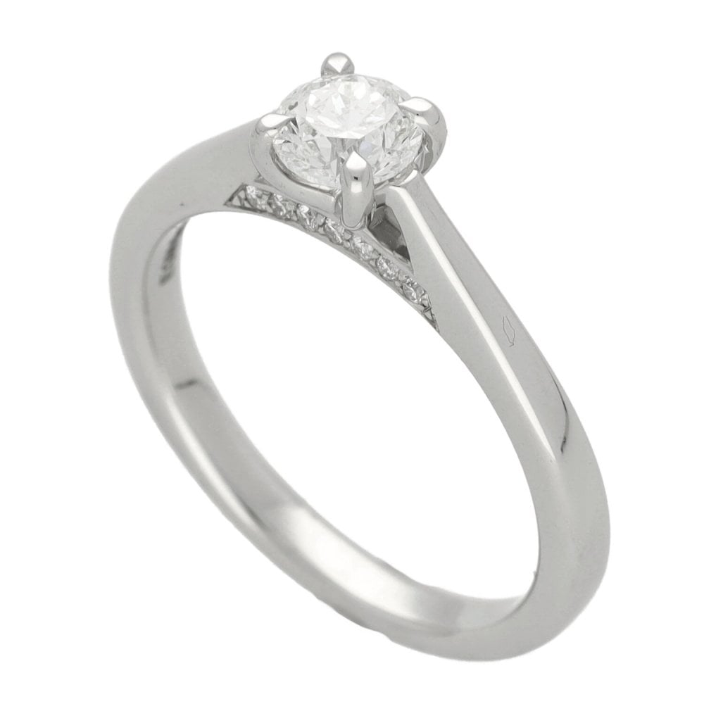 Ladies GIA Certified Platinum Diamond Solitaire Ring - 0.58ct