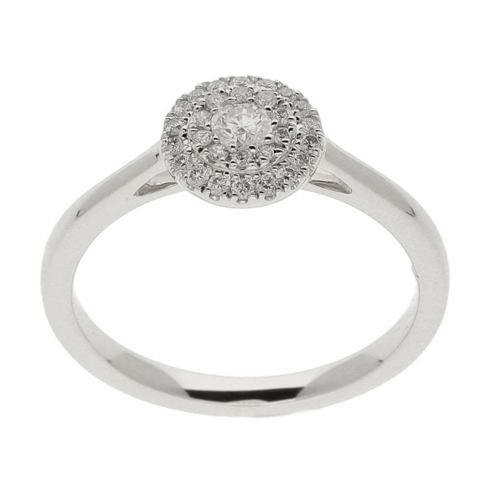 9ct White Gold Circular Diamond Cluster Ring 0.25ct