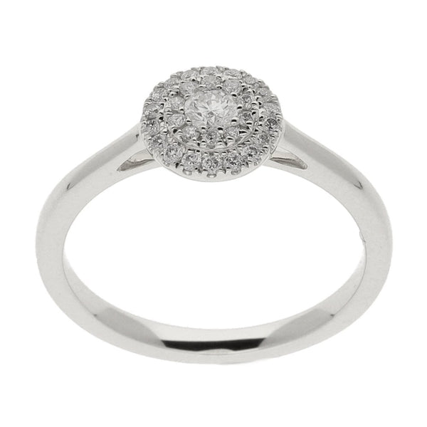 9ct White Gold Circular Diamond Cluster Ring 0.25ct
