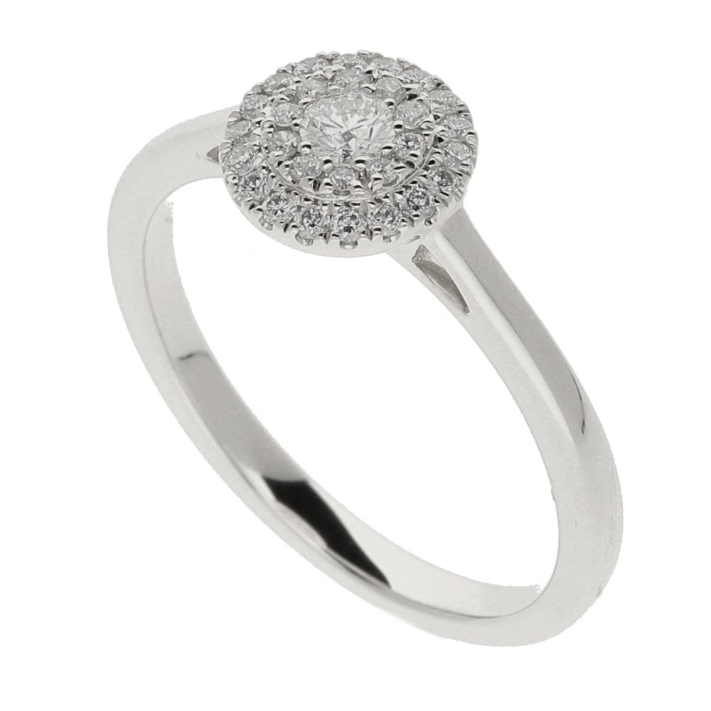 9ct White Gold Circular Diamond Cluster Ring 0.25ct