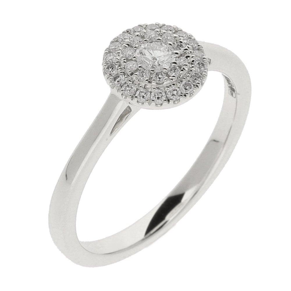 9ct White Gold Circular Diamond Cluster Ring 0.25ct
