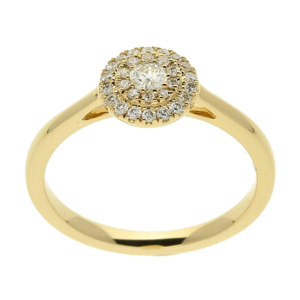9ct Yellow Gold Circular Diamond Cluster Ring 0.25ct