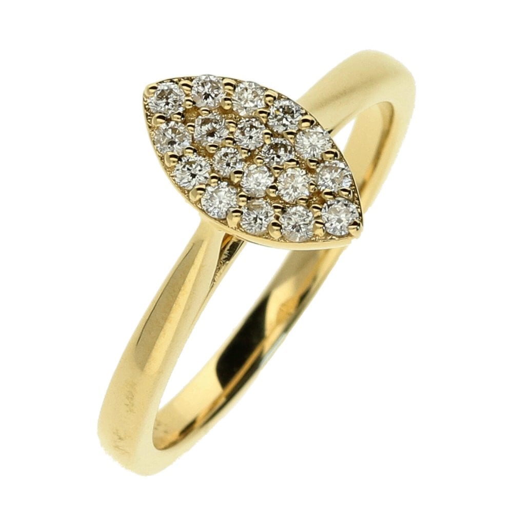 9ct Yellow Gold Marquise Diamond Cluster Ring 0.25ct