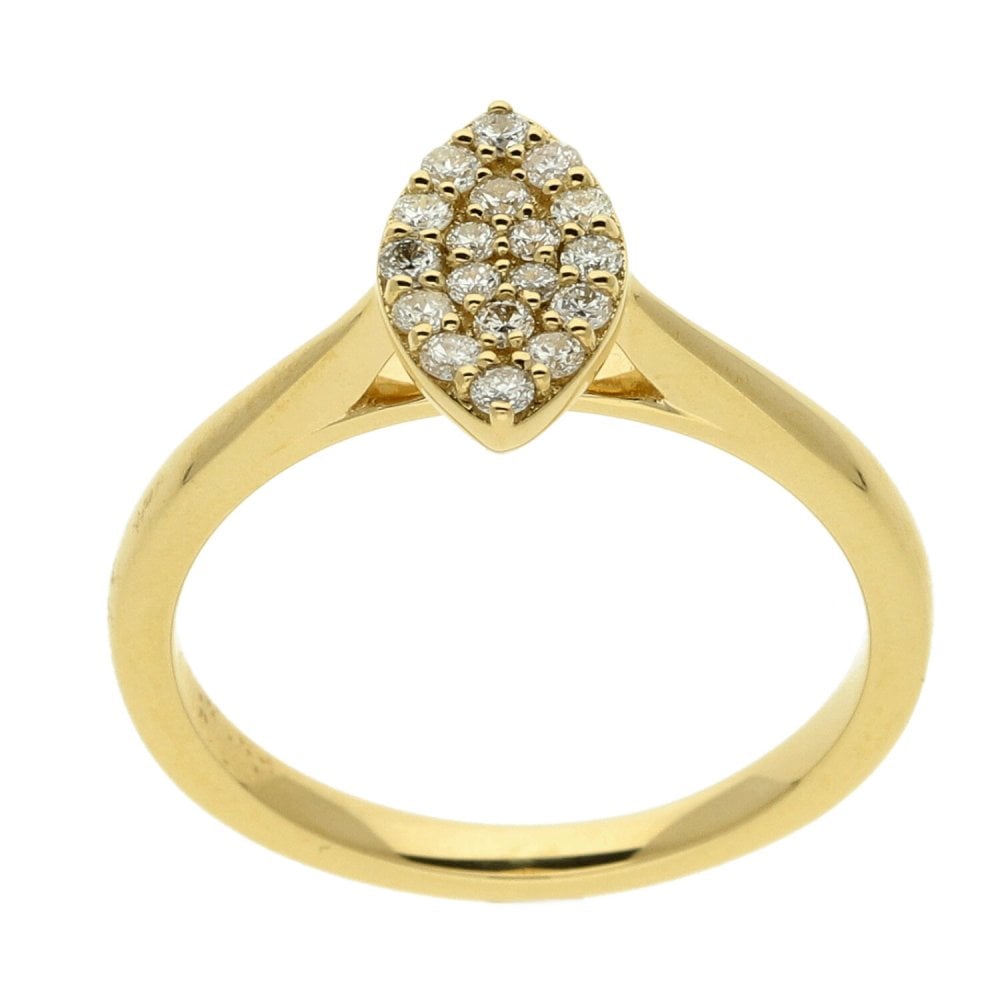 9ct Yellow Gold Marquise Diamond Cluster Ring 0.25ct