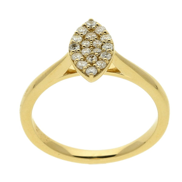 9ct Yellow Gold Marquise Diamond Cluster Ring 0.25ct