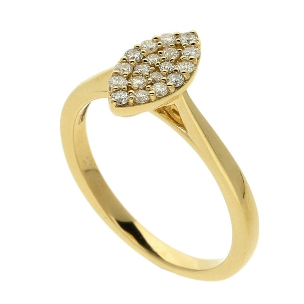 9ct Yellow Gold Marquise Diamond Cluster Ring 0.25ct
