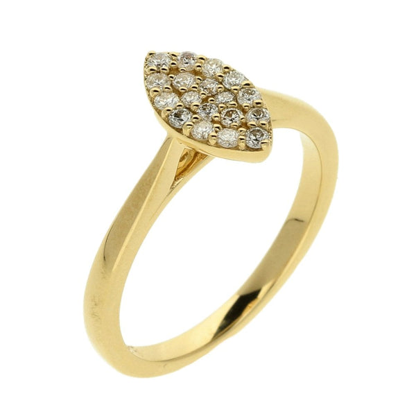 9ct Yellow Gold Marquise Diamond Cluster Ring 0.25ct