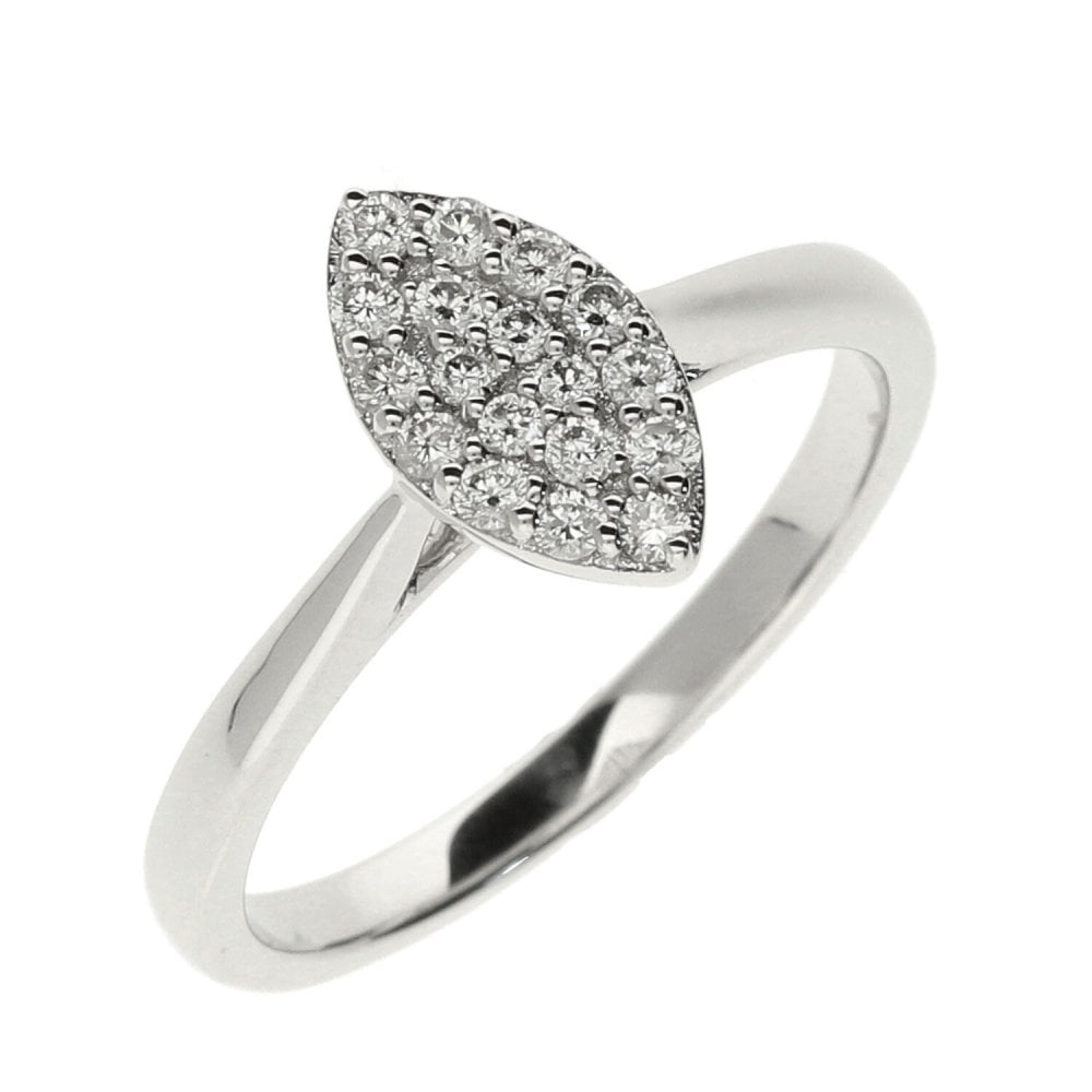 9ct White Gold Marquise Diamond Cluster Ring 0.25ct