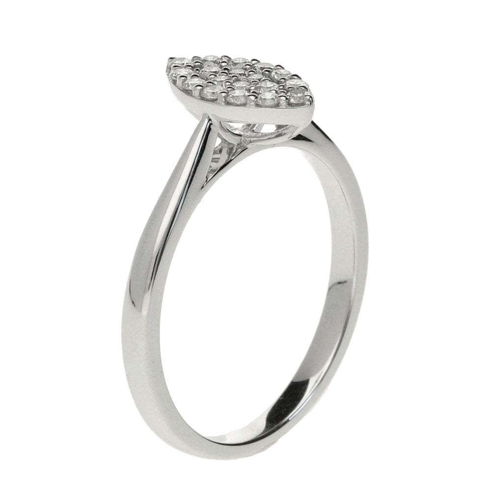9ct White Gold Marquise Diamond Cluster Ring 0.25ct