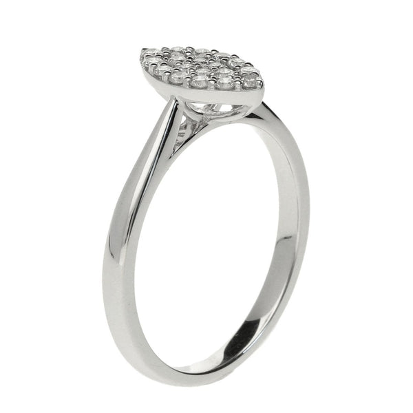 9ct White Gold Marquise Diamond Cluster Ring 0.25ct