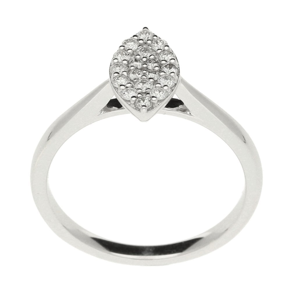 9ct White Gold Marquise Diamond Cluster Ring 0.25ct