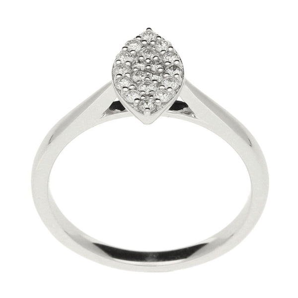 9ct White Gold Marquise Diamond Cluster Ring 0.25ct