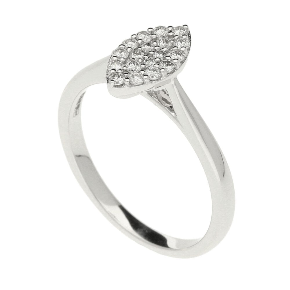 9ct White Gold Marquise Diamond Cluster Ring 0.25ct