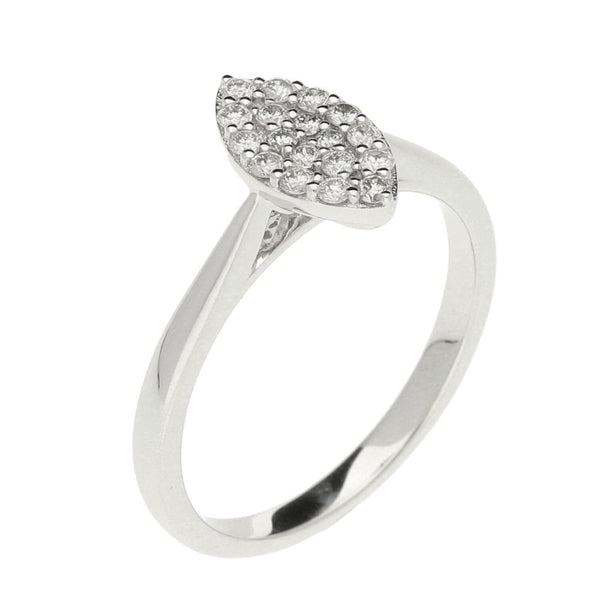 9ct White Gold Marquise Diamond Cluster Ring 0.25ct