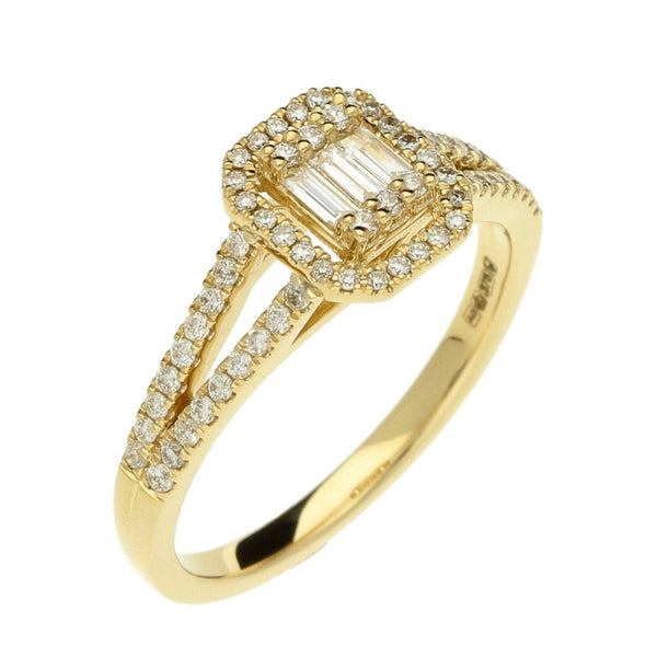 9ct Yellow Gold Rectangular Diamond Cluster Ring - 0.36ct