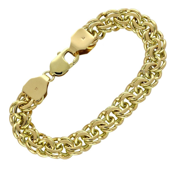 Gents 9ct Yellow Gold Fancy Link Bracelet - 8" - 45.8g