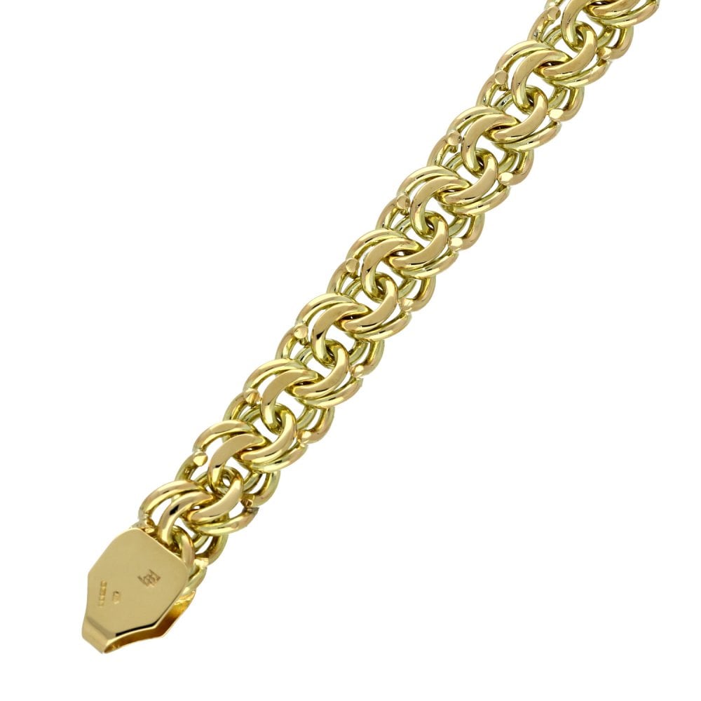 Gents 9ct Yellow Gold Fancy Link Bracelet - 8" - 45.8g