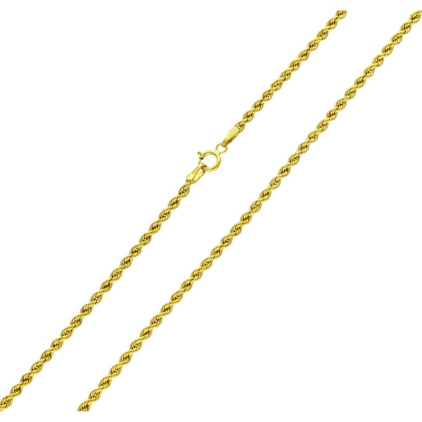 9ct Yellow Gold Rope Link Chain - 16" - 1.8g