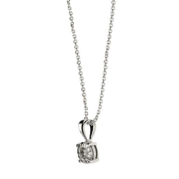 9ct White Gold Diamond Cluster Pendant & Necklace - 18" -0.69ct