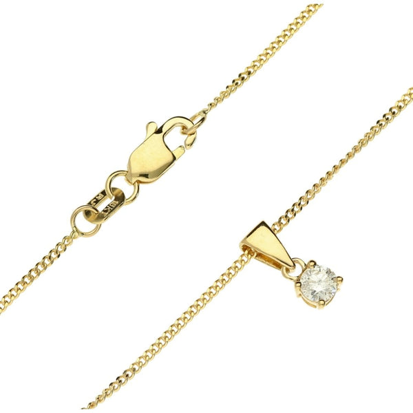 18ct Yellow Gold Diamond Pendant & Necklace - 18" - 0.15ct