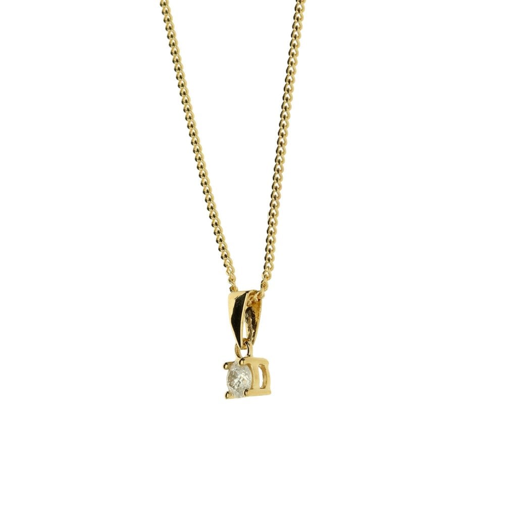18ct Yellow Gold Diamond Pendant & Necklace - 18" - 0.15ct