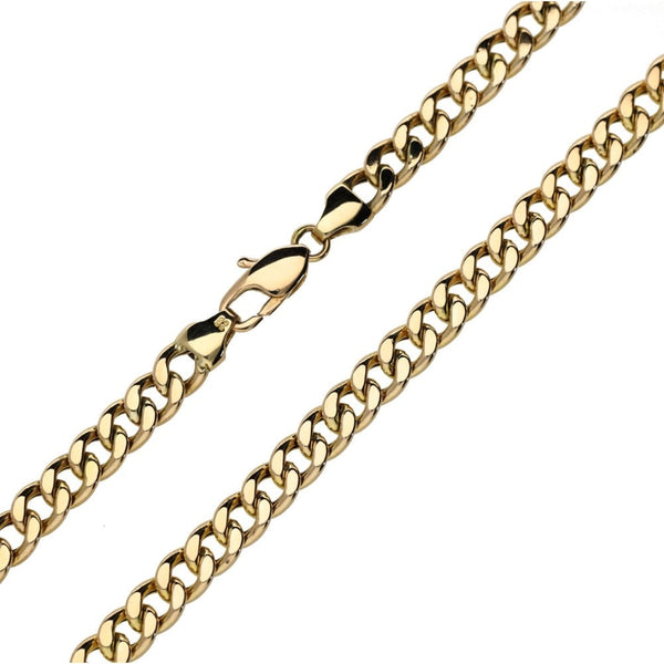 Mens 9ct Yellow Gold Curb Chain - 21" - 15.4g