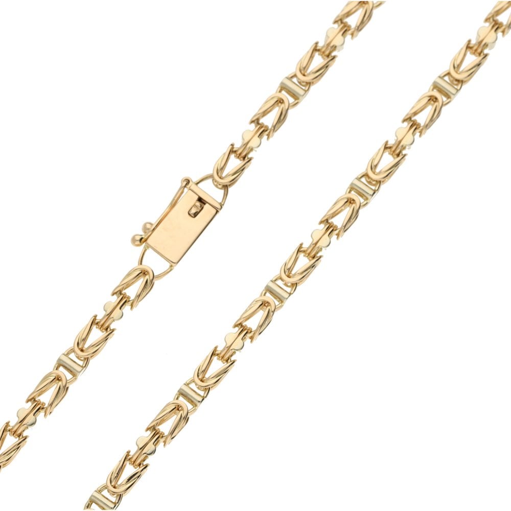 Ladies 9ct Rose Gold Byzantine Link Necklace - 22" - 47.6g