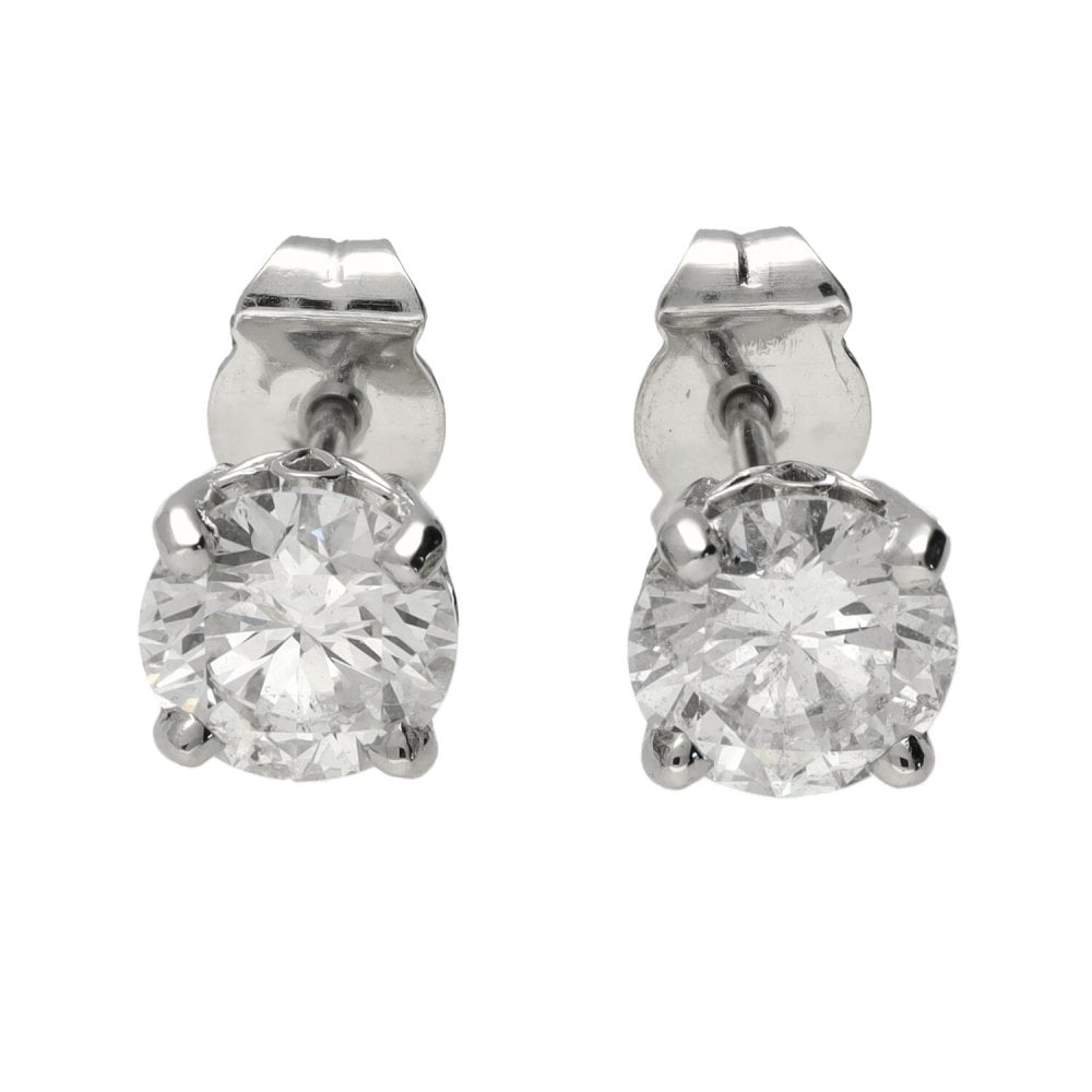 Ladies Certified Platinum 2.04ct Diamond Stud Earrings