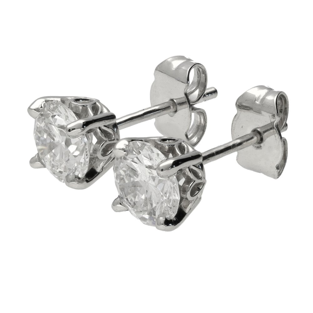 Ladies Certified Platinum 2.04ct Diamond Stud Earrings