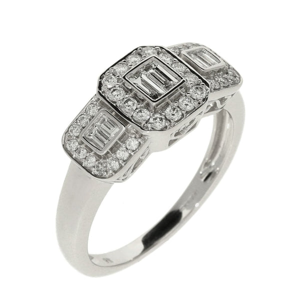 Ladies 9ct White Gold Diamond Set Square Cluster Ring - 0.55ct