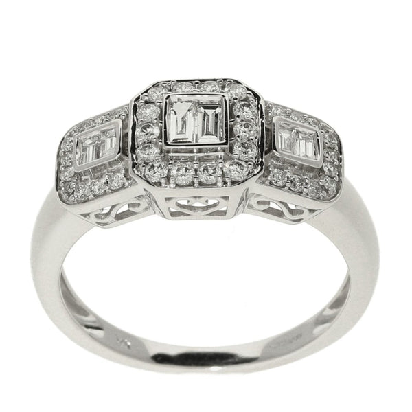 Ladies 9ct White Gold Diamond Set Square Cluster Ring - 0.55ct