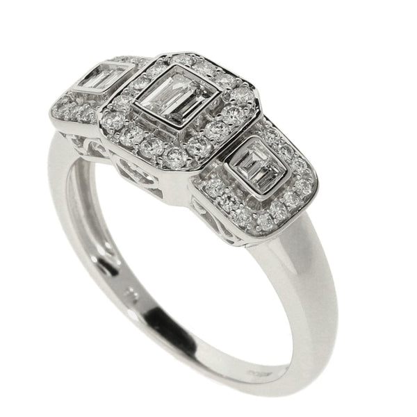Ladies 9ct White Gold Diamond Set Square Cluster Ring - 0.55ct