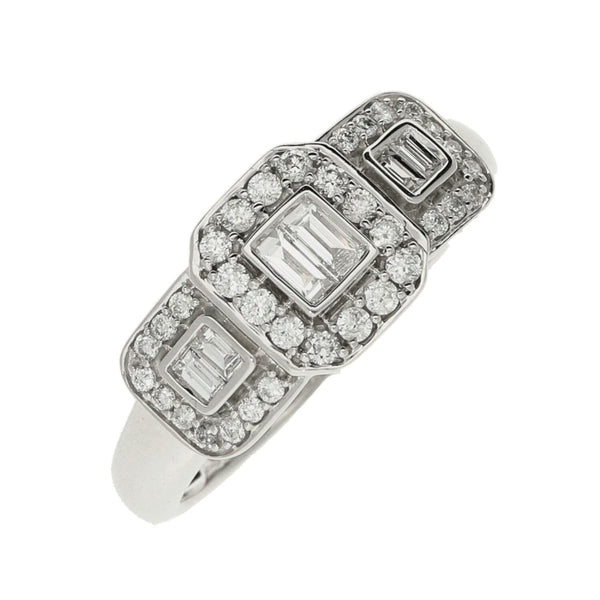 Ladies 9ct White Gold Diamond Set Square Cluster Ring - 0.55ct