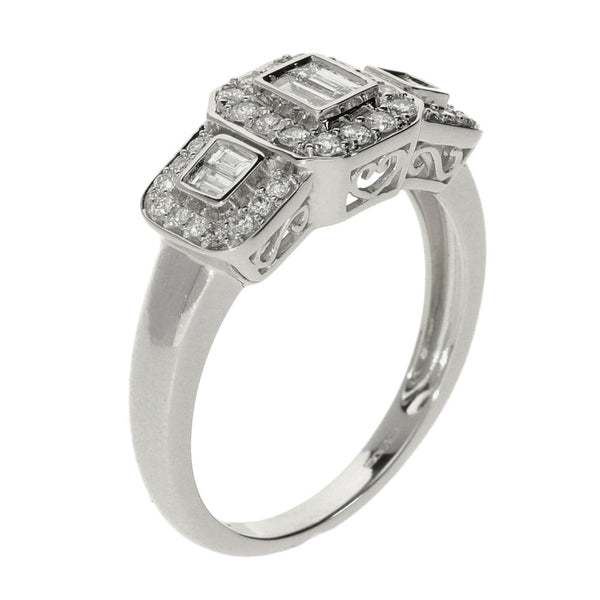 Ladies 9ct White Gold Diamond Set Square Cluster Ring - 0.55ct