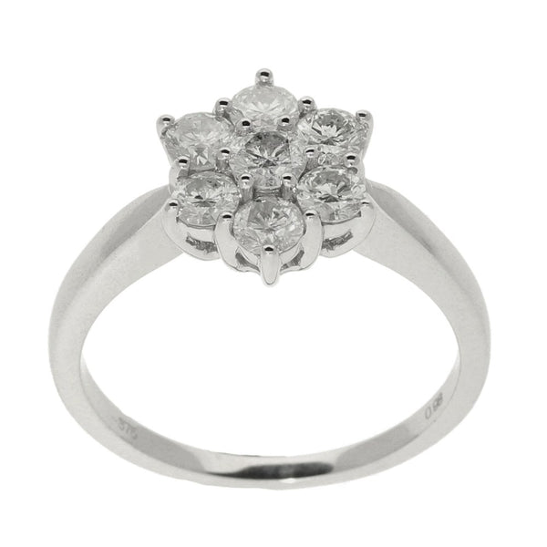 Ladies 9ct White Gold Diamond Cluster Ring - 0.98ct